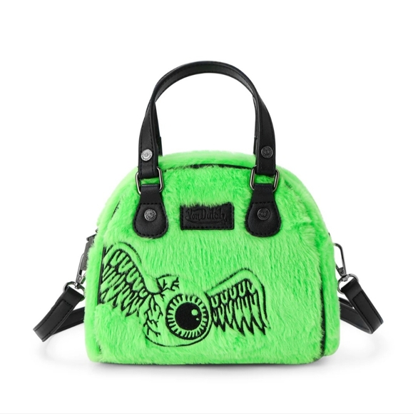 Von Dutch Lime Green Fur Satchel NWT - Picture 6 of 6